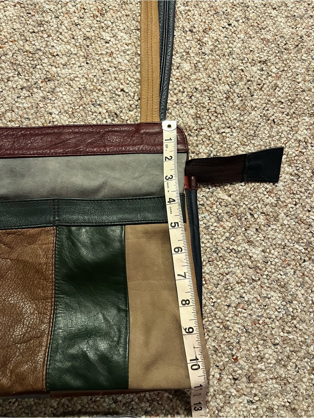 Vintage Colorblock Multicolor Leather Crossbody Bag - Picture 13 of 14